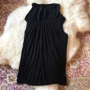 cowl neck black sleeveless shirt